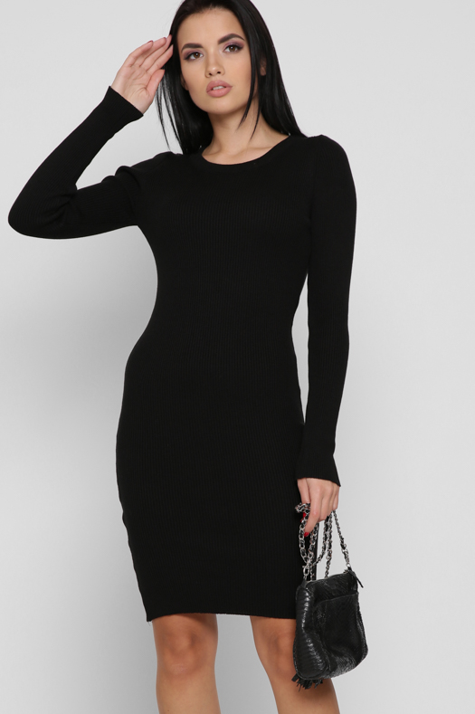 Трикотажное черное платье 38706